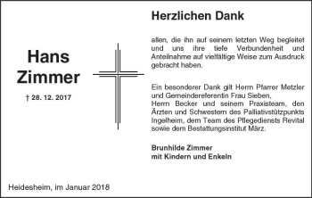 Traueranzeige von Hans Zimmer von Trauerportal Rhein Main Presse