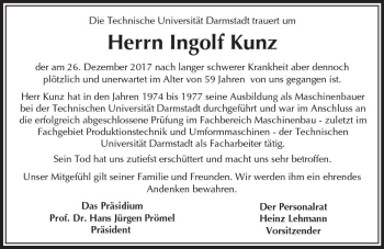 Traueranzeige von Ingolf Kunz von Trauerportal Rhein Main Presse