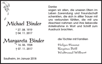 Traueranzeige von Michael Binder von Trauerportal Rhein Main Presse