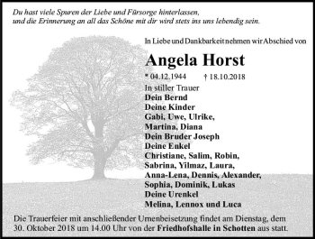 Traueranzeige von Angela Horst von VRM Trauer