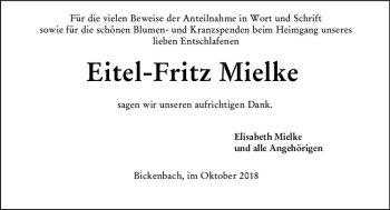 Traueranzeige von Eitel-Fritz Mielke von vrm-trauer
