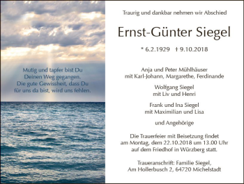 Traueranzeige von Ernst-Günter Siegel von vrm-trauer