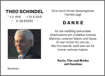 Traueranzeige von Theo Schindel von vrm-trauer