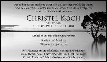 Traueranzeige von Christel Koch von  Gießener Anzeiger