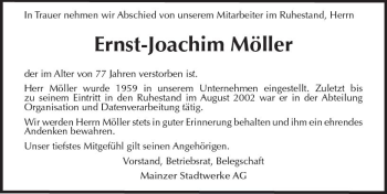 Traueranzeige von Ernst-Joachim Möller von vrm-trauer