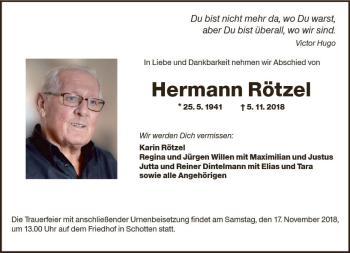 Traueranzeige von Hermann Rötzel von vrm-trauer