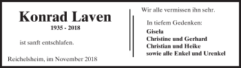 Traueranzeige von Konrad Laven von  Kreisanzeiger