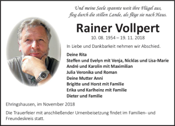 Traueranzeige von Rainer Vollpert von VRM Trauer