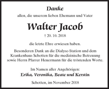Traueranzeige von Walter Jacob von  Kreisanzeiger