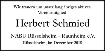 Traueranzeige von Herbert Schmied von vrm-trauer