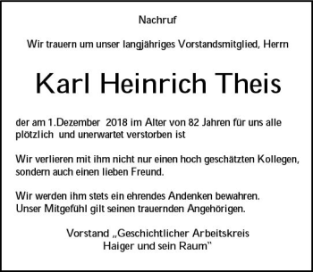 Traueranzeige von Karl Heinrich Theis von  Dill Block ()