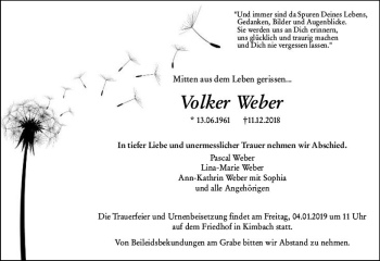 Traueranzeige von Volker Weber von vrm-trauer