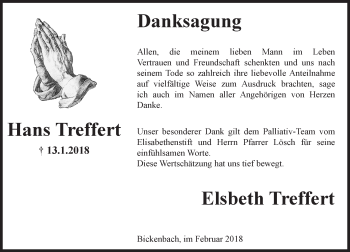 Traueranzeige von Hans Treffert von Trauerportal Rhein Main Presse