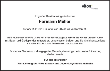 Traueranzeige von Hermann Müller von Trauerportal Rhein Main Presse