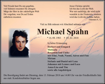 Traueranzeige von Michael Spahn von VRM Trauer