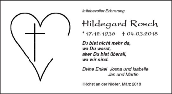 Traueranzeige von Hildegard Rosch von  Kreisanzeiger