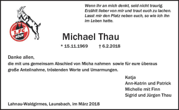 Traueranzeige von Michael Thau von  Gießener Anzeiger