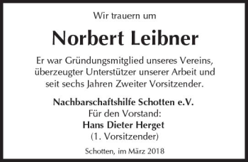 Traueranzeige von Norbert Leibner von  Kreisanzeiger
