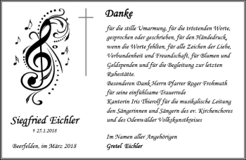 Traueranzeige von Siegfried Eichler von Trauerportal Rhein Main Presse