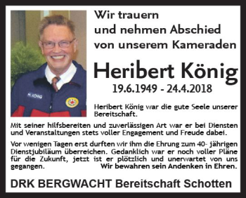 Traueranzeige von Heriliert König von  Kreisanzeiger