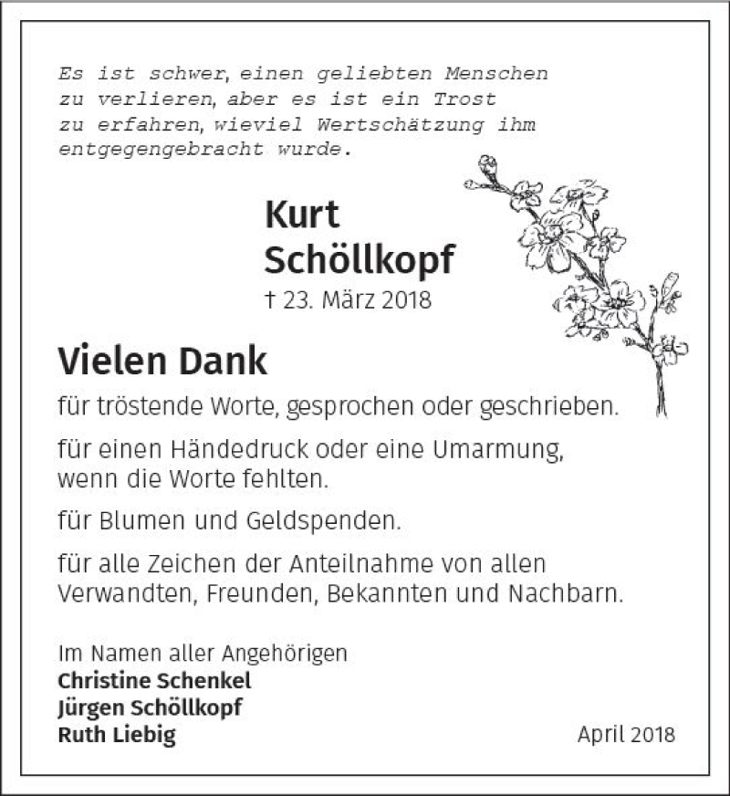  Traueranzeige für Kurt Schöllkopf vom 28.04.2018 aus Trauerportal Rhein Main Presse