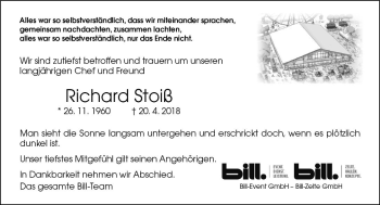 Traueranzeige von Richard Stoiß von  Gießener Anzeiger
