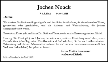 Traueranzeige von Jochen Noack von Trauerportal Rhein Main Presse