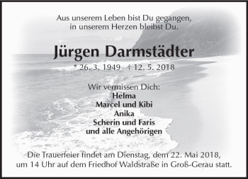 Traueranzeige von Jürgen Darmstädter von Trauerportal Rhein Main Presse
