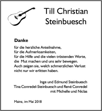 Traueranzeige von Till Christian Steinbuesch von Trauerportal Rhein Main Presse