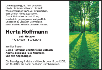 Traueranzeige von Herta Hoffmann von Trauerportal Rhein Main Presse