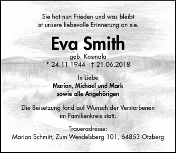 Traueranzeige von Eva Smith von vrm-trauer