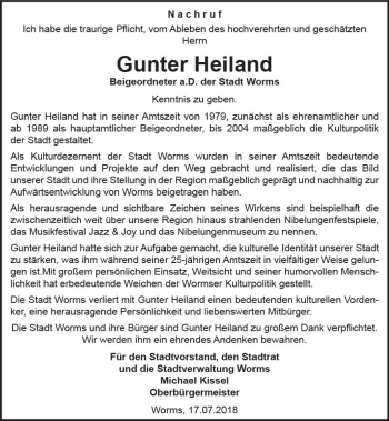Traueranzeige von Gunter Heiland von vrm-trauer