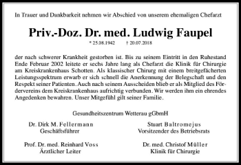 Traueranzeige von Ludwig Faupel von  Kreisanzeiger