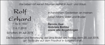 Traueranzeige von Rolf Erhard von  Kreisanzeiger