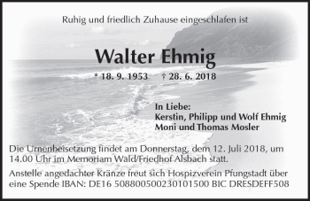 Traueranzeige von Walter Ehmig von vrm-trauer