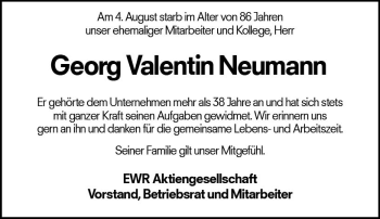 Traueranzeige von Georg Valentin Neumann von vrm-trauer