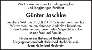 Traueranzeige von Günter Jaschke von vrm-trauer