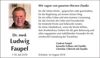 Traueranzeige von Ludwig Faupel von  Kreisanzeiger