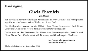 Traueranzeige von Gisela Ehrenfels von vrm-trauer