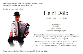 Traueranzeige von Heini Dölp von vrm-trauer