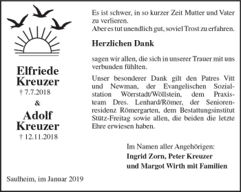 Traueranzeige von Adolf Kreuzer von vrm-trauer