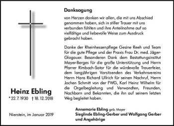 Traueranzeige von Heinz Ebling von vrm-trauer