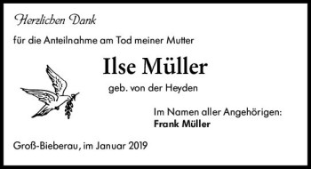 Traueranzeige von Ilse Müller von vrm-trauer