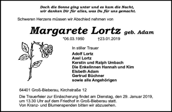 Traueranzeige von Margarete Lortz von vrm-trauer