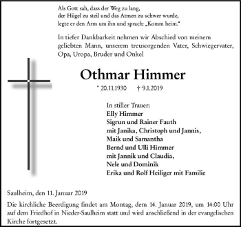 Traueranzeige von Othmar Himmer von vrm-trauer