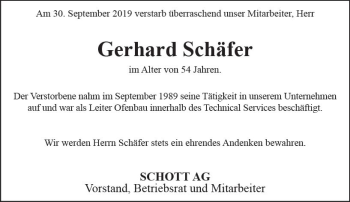 Traueranzeige von Gerhard Schäfer von vrm-trauer