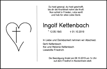 Traueranzeige von Ingolf Kettenbach von vrm-trauer