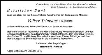 Traueranzeige von Volker Trinkaus von vrm-trauer