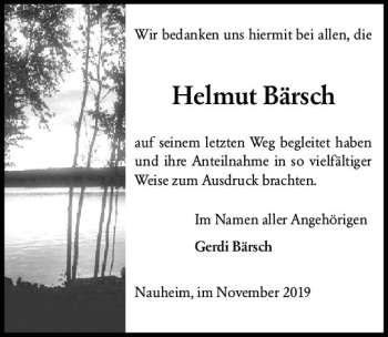 Traueranzeige von Helmut Bärsch von vrm-trauer