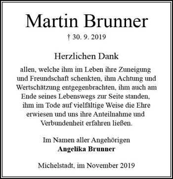Traueranzeige von Martin Brenner von vrm-trauer